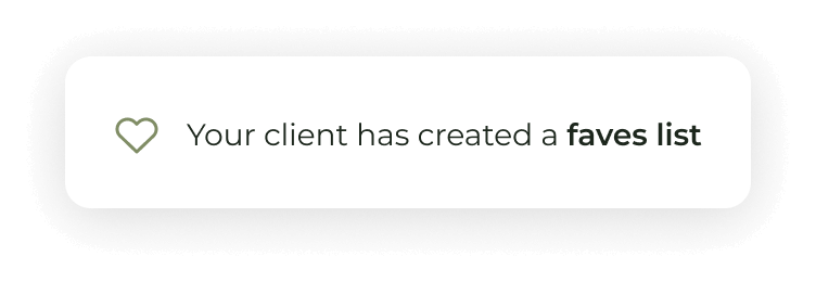 Client faves list